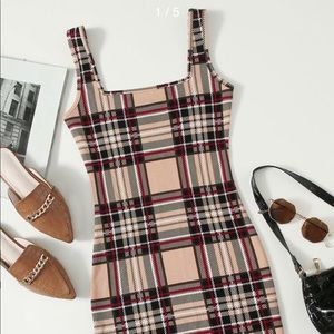 NWOT plaid sleeveless mini dress